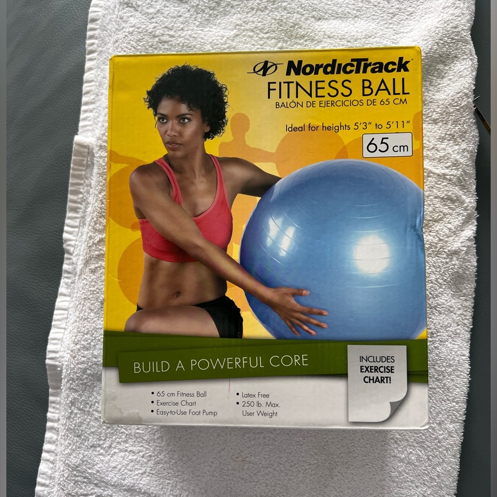 NordicTrack Fitness Ball 65cm Ideal for heights 5'3" to 5'11" - Brand New.